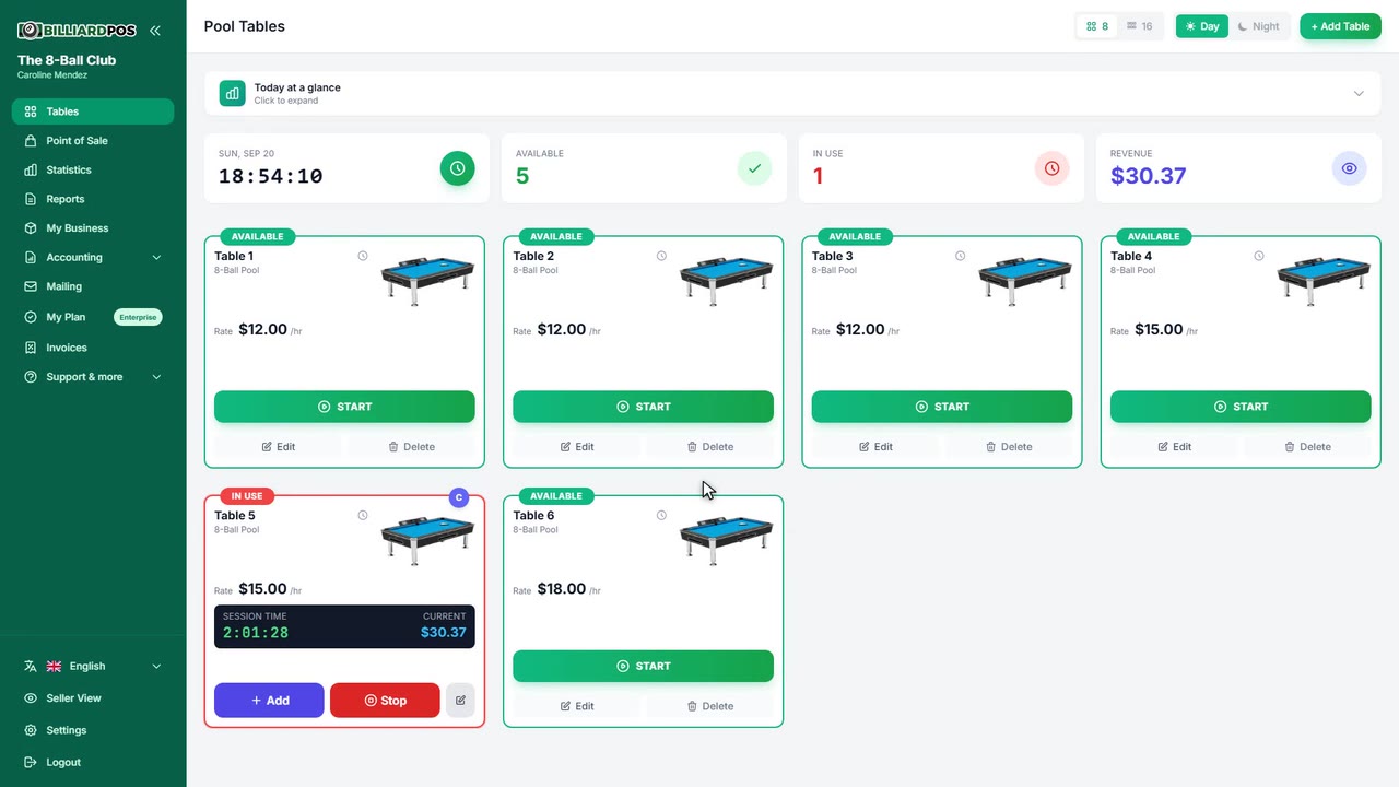 Move a table's time and consumptions to the POS video thumbnail